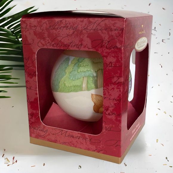 Hallmark Large Glass Ball Ornament Winter Friends 2001 Snowmen Forest Animals 4" - Picture 5 of 9